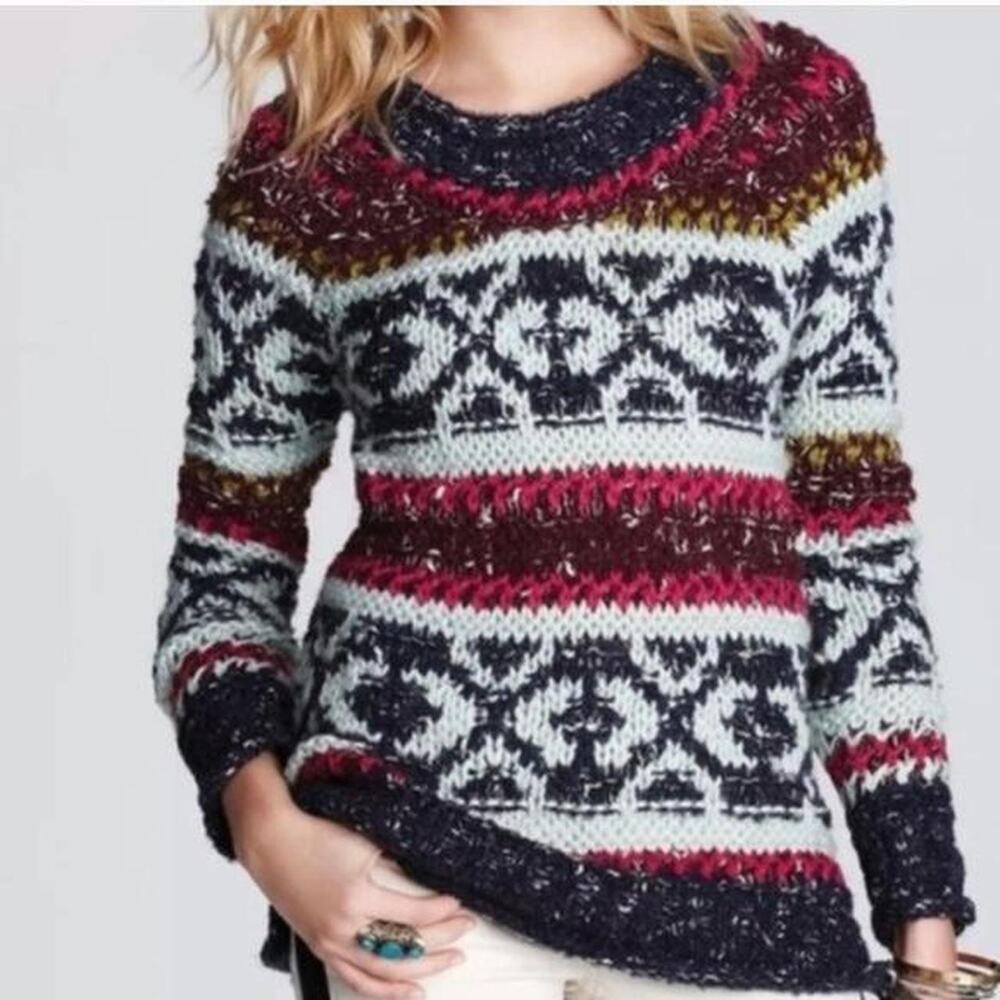 Free People  Silver Reed Fairisle Sweater size Medium